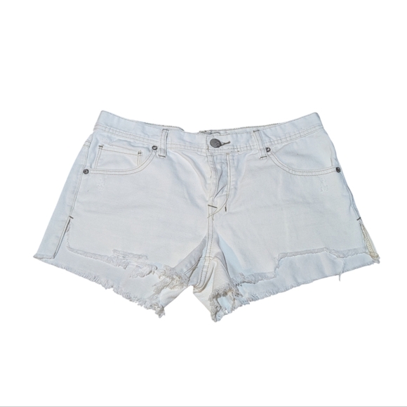 Free People Jean Shorts Cut Off Denim White 28 Boho 100% Cotton - Picture 1 of 7
